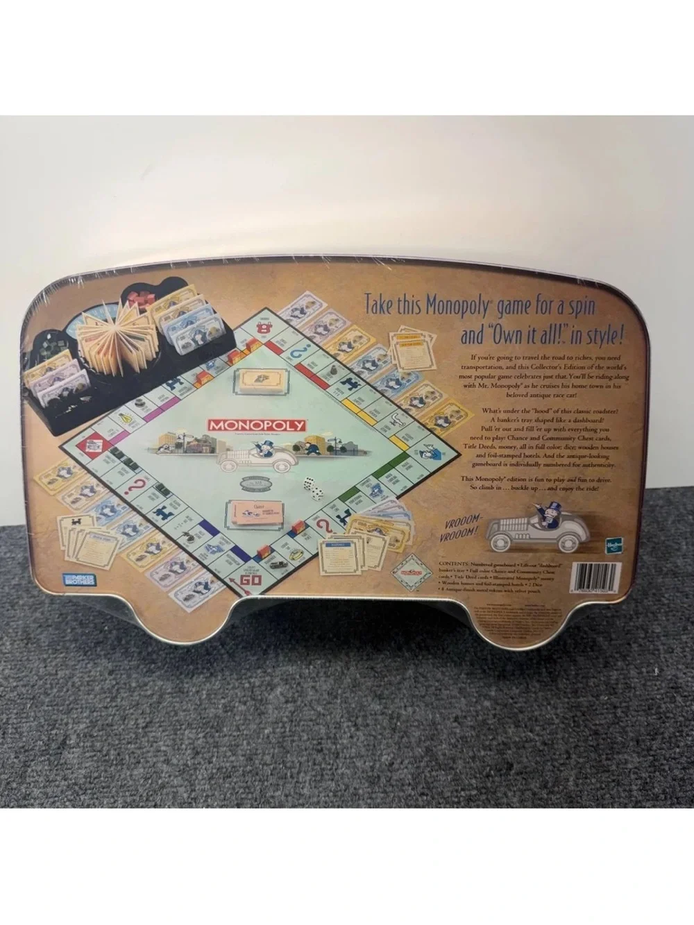 Parker Brothers Monopoly Collectors Edition Board Game Tin Car Shaped Sealed2001